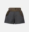 Sacai Paneled Striped Shorts In Gray
