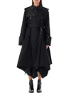 Sacai Black Single Breasted Paneled Trench Coat In Black