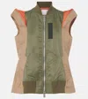 Sacai Paneled Twill And Gabardine Vest In Beige