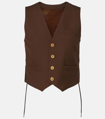 Sacai Paneled Vest In Brown