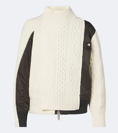Sacai Paneled Wool Jacket In White