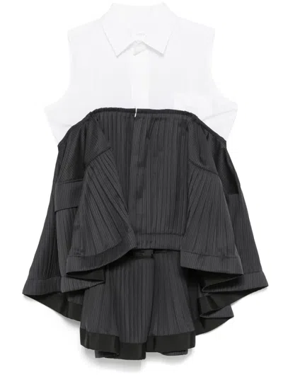 Sacai Panelled Blouse In White
