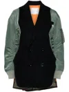 Sacai Panelled Bomber Jacket In Blue