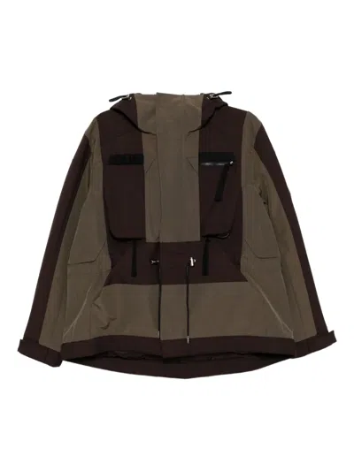 Sacai Panelled Bomber Jacket In Brown