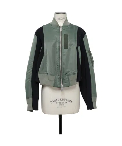 Sacai Panelled Bomber Jacket In Gray