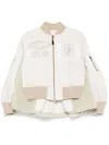 Sacai Spiewak Patch Nylon Shearling Bomber Jacket In Grey