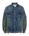 Sacai Blue & Khaki Nylon Twill Denim Jacket In Blue