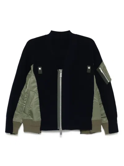 Sacai Panelled Cardigan In ブルー