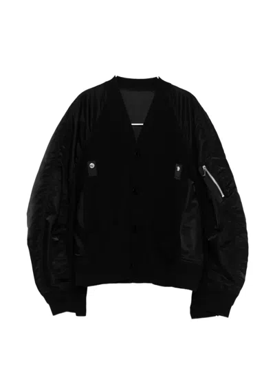 Sacai Panelled Cardigan In Black