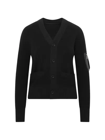 Sacai Panelled Cardigan In Black