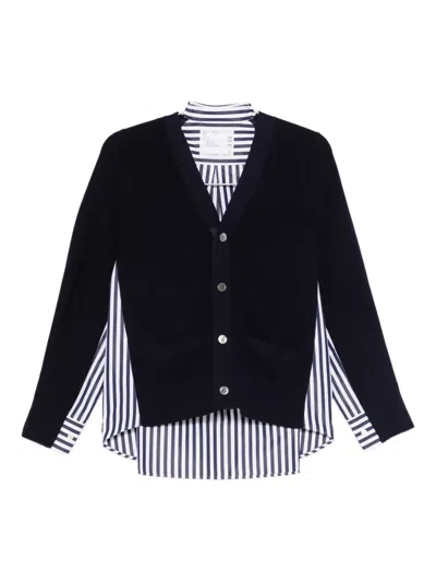 Sacai Panelled Cardigan In Black