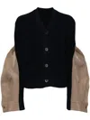 Sacai Panelled Cardigans In Blue
