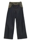 Sacai Panelled Cotton Jeans In Black