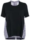 Sacai Panelled Cotton T-shirt In Blue