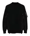 Sacai Sponge Panelled Twill Sweatshirt In Black