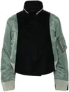 Sacai Panelled Cropped Jacket In Blue
