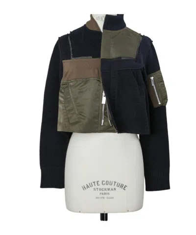 Sacai Panelled Cropped Jacket In Multi