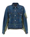 Sacai Denim And Nylon Jacket For Men In Blue