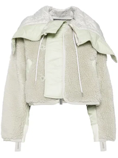 Sacai Panelled-design Fleece Jacket In Green