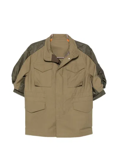 Sacai Panelled Drawstring-waist Jacket In Green