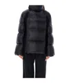 Sacai Womens Black Funnel-neck Contrast-panels Regular-fit Shell Coat In Black
