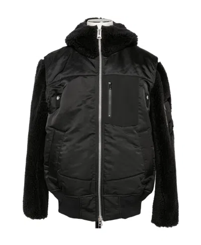Sacai Panelled Hooded Jacket In Black
