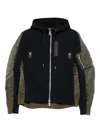 Sacai Cotton And Nylon Hoodie In Blue