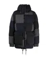 Sacai Patchwork Strapped Puffer Jacket In Black