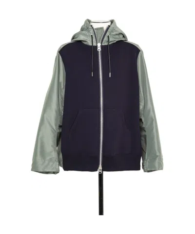 Sacai Panelled Hoodie In Black