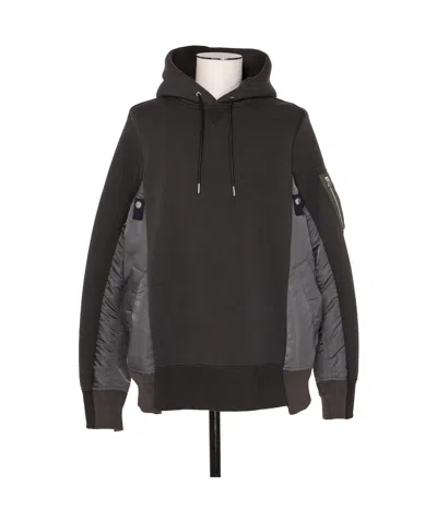 Sacai Panelled Hoodie In Black