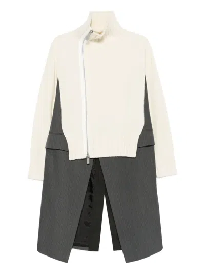 Sacai Panelled Jacket In Gray