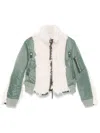 Sacai Faux Fur Paneled Bomber Jacket In Green