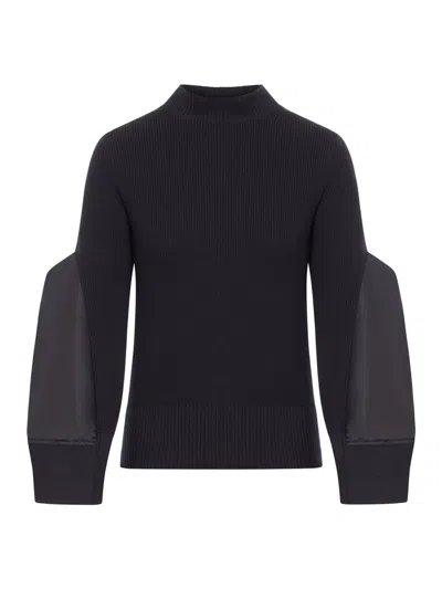 Sacai Black Cotton Blend Sweater