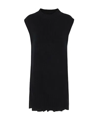 Sacai Women's Cotton Poplin X Cotton Knit Dress In Black