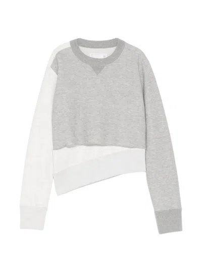 Sacai Panelled Layered Sweater In Gray