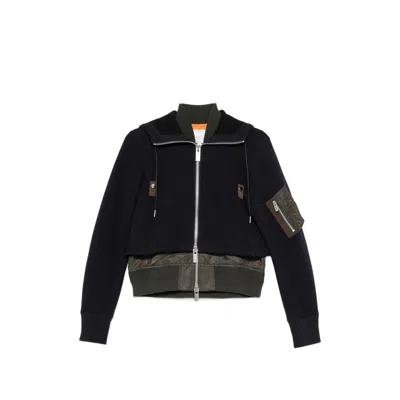 Sacai Panelled Layered-effect Jacket In Black