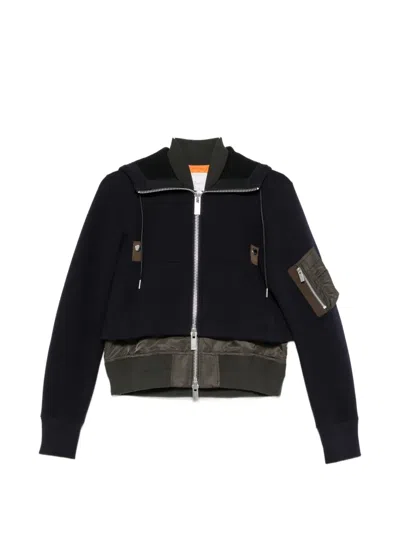Sacai Panelled Layered-effect Jacket In Black