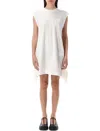 Sacai Panelled Mini Dress With Rear Satin Ruffled