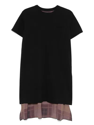 Sacai Panelled Mini Dress In Black