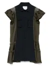 Sacai Chiffon-trimmed Paneled Satin And Crepe Mini Dress
