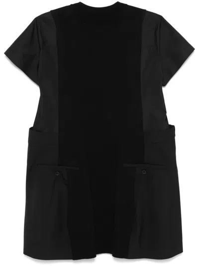 Sacai Handkerchief Shirt Dress In Black
