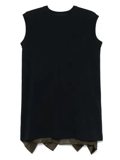 Sacai Panelled Mini Dress In Blue