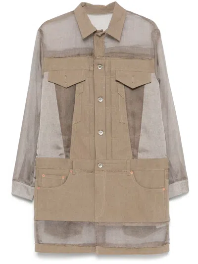 Sacai Panelled Mini Dress In Brown