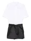 Sacai Short Sleeve Striped Dress Belted In White