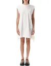 Sacai Panelled Mini Dress With Rear Satin Ruffled