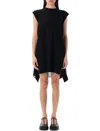 Sacai Mini Dress With Asymmetric Hem And Back Drape