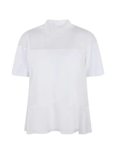 Sacai Panelled Mock-neck T-shirt In White