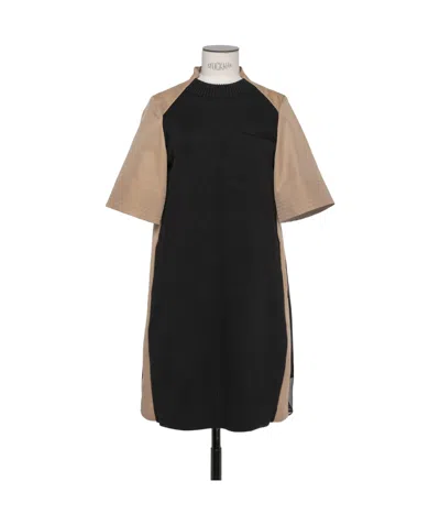 Sacai Panelled Pleated Minidress In Multi