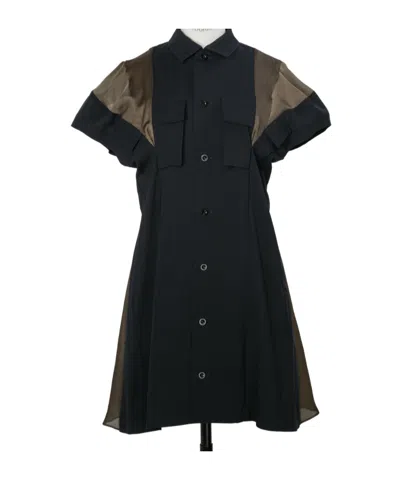 Sacai Panelled Pocket Dress In Black