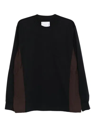 Sacai Panelled Pocket T-shirt In Black